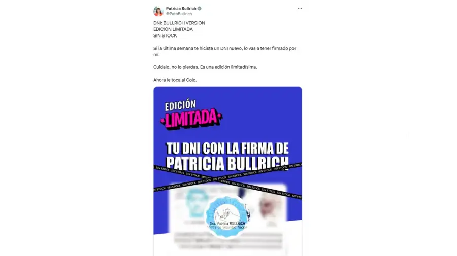 Tweet de Patricia Bullrich