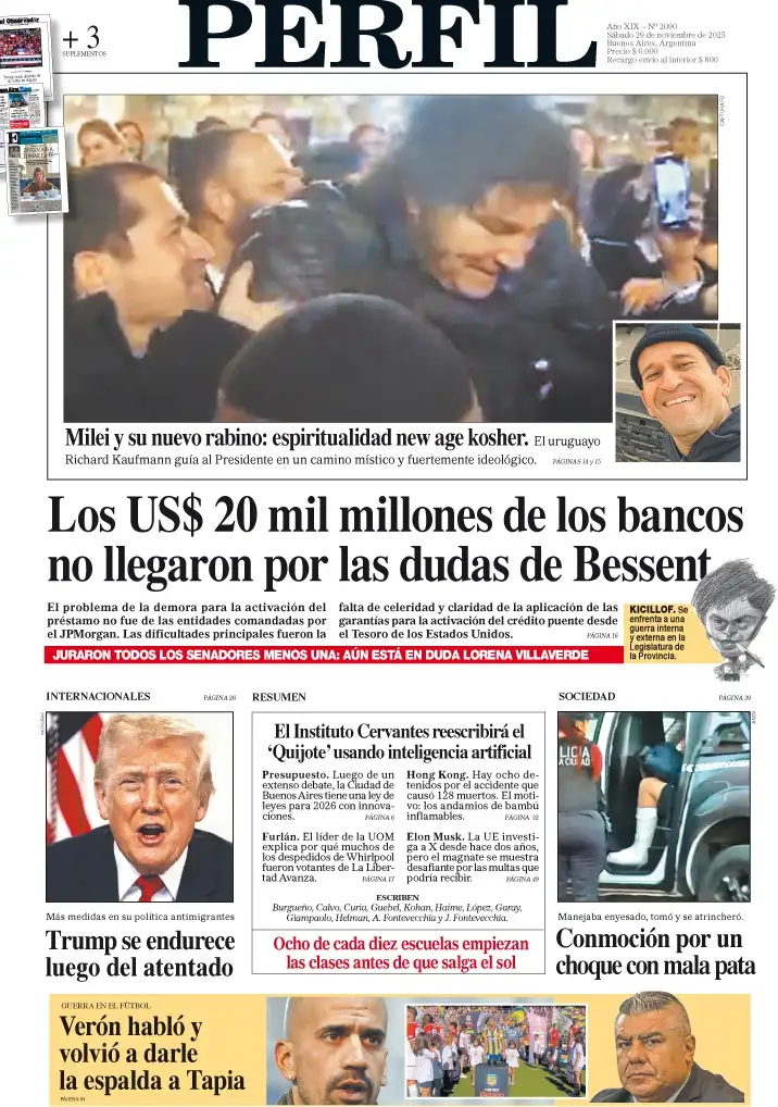 La tapa del Diario PERFIL del 29 de noviembre de 2025
