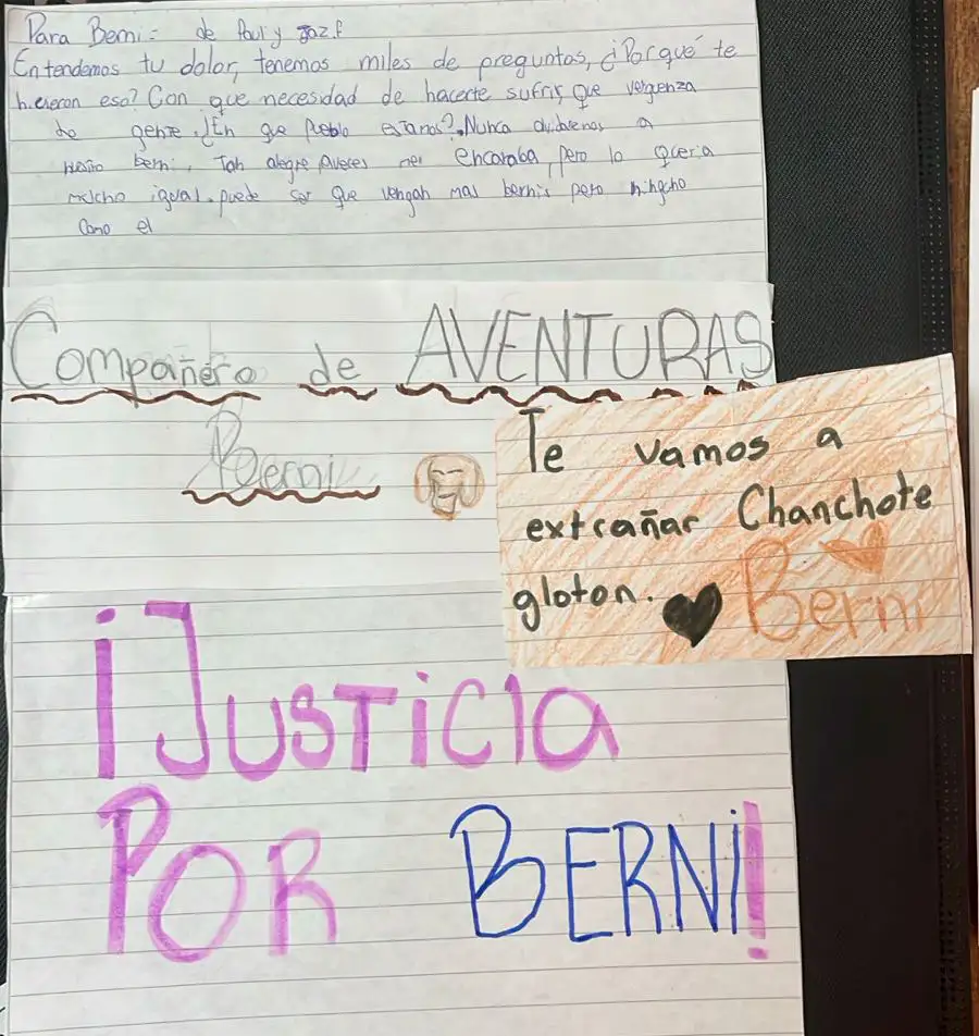Carta de los alumnos sobre el asesinato de Berni