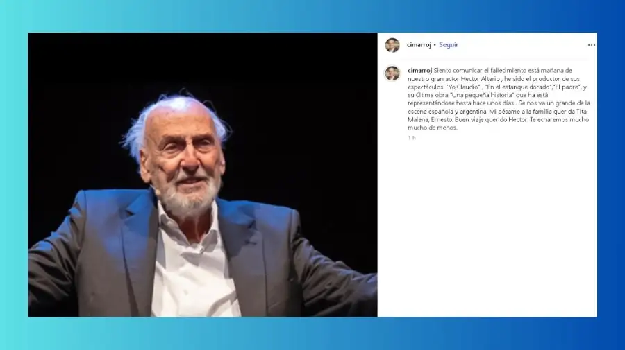 Jesús Cimarro confirmó la muerte de Héctor Alterio a sus 96 años