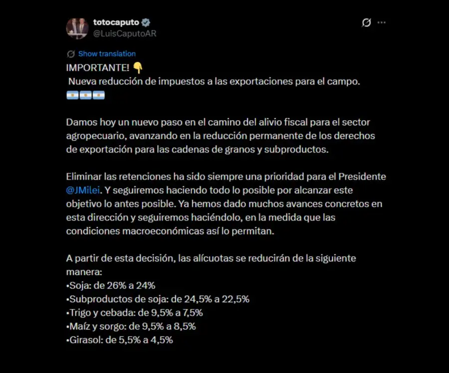 Luis Caputo, Ministro de Economía